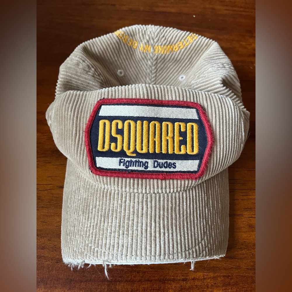 Dsquared2 Fighting Dudes Tan Beige Corduroy Baseball Cap
